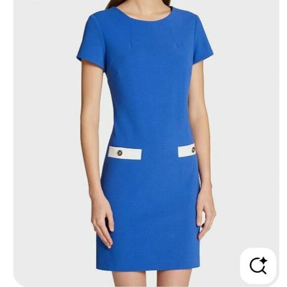 Tommy Hilfiger Blue Short Sleeve Sheath Dress - Picture 1 of 9